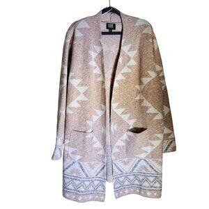 Frye Aztec Geometric Knit Open Cardigan Sweater Soft Neutral XXL